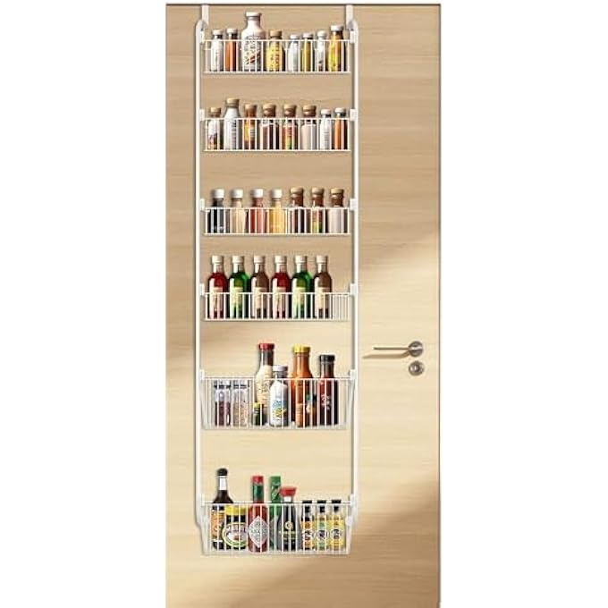 rayihni OVER DOOR HANGING ORGANIZER STORAGE,BATHROOM BABY NURSERY ORGANIZER PERSPECTIVE WINDOW WALL MOUNT RACK FOR CLOTHES TOYS SUNDRIES (2 LARGE&4 SMALL, WHITE) - Image 1
